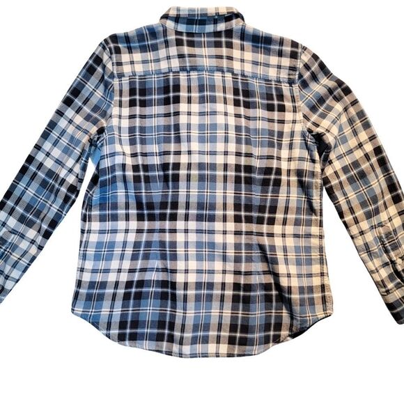 RALPH LAUREN Ruffle Front Plaid Button Up Flannel Shirt Womens L Derby Modest - Picture 5 of 11